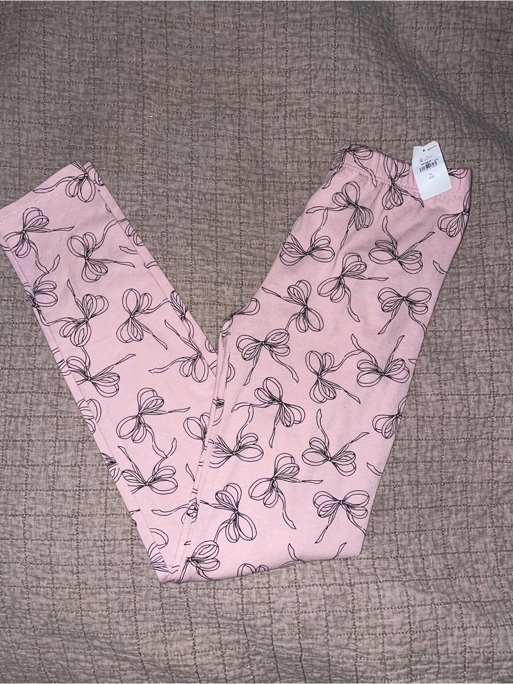 GAP Pink Leggings with Black Bow Print